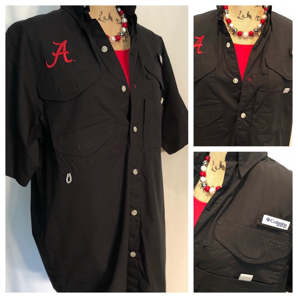 Men’s Columbia PFG Black ALABAMA Angler Shirt NWOT - Picture 5 of 8